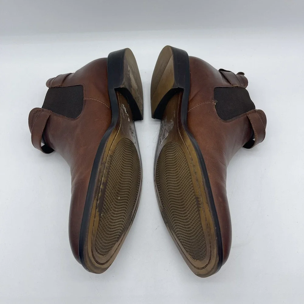Kenneth Cole New York Sum-Times Mens Size 9.5 Chelsea Leather Boots Cognac Brown